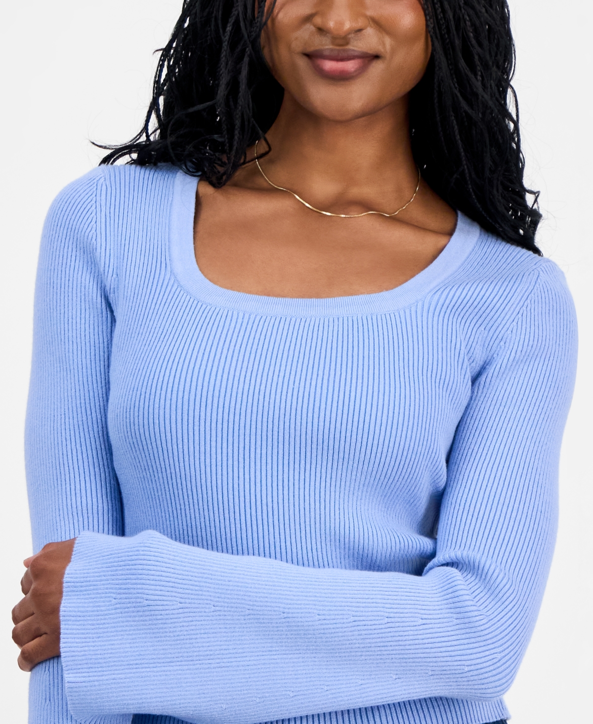 Madden Girl Juniors' Square-neck Sweater In Blue