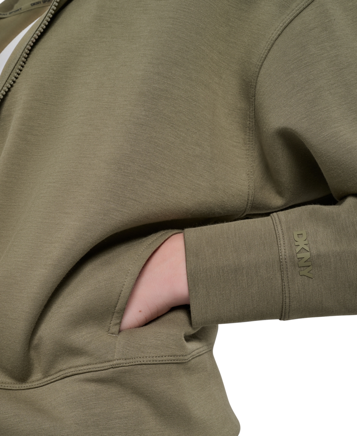 Dkny Sport Women's Drop-shoulder High-line Zip Scuba Hoodie In Gray