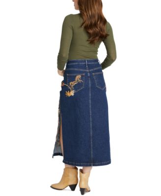 Women's Svetlana Lillies & Lassos Floral Denim Skirt 