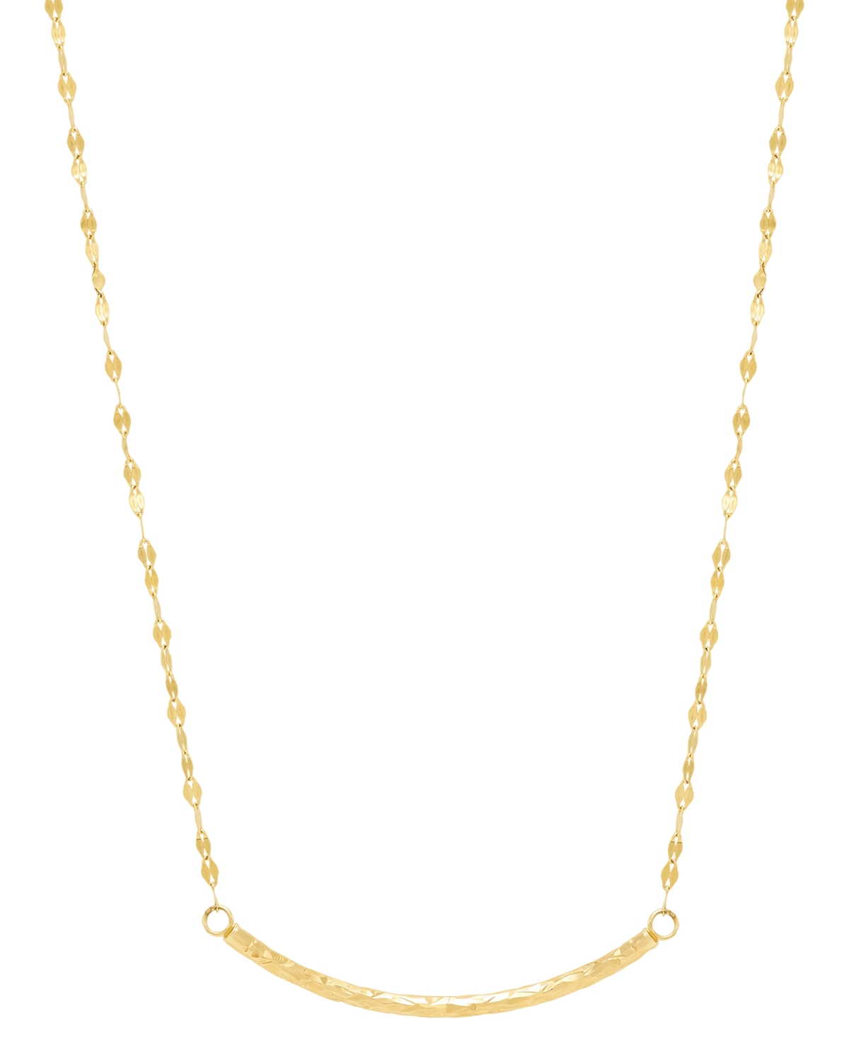 Macy's Polished Curved Tube Bar 18" Pendant Necklace In 10k Gold In Gold
