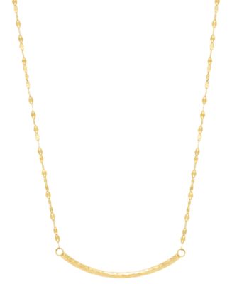 Polished Curved Tube Bar 18" Pendant Necklace in 10k Gold - Macy's 