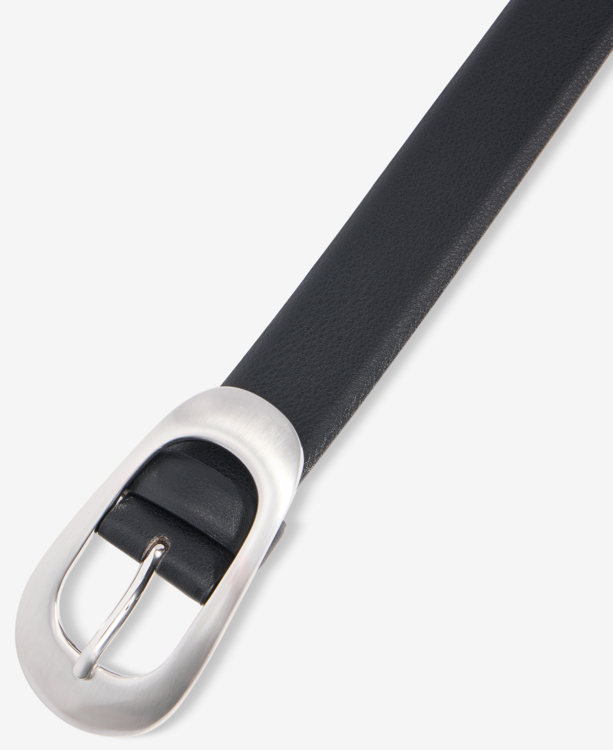 On 34th Faux-leather Oval Buckle Belt, Macy's Exclusive In Black