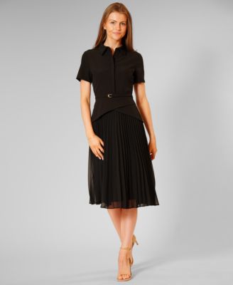 julia jordan - Women's Mixed-Media Pleated Midi Dress
