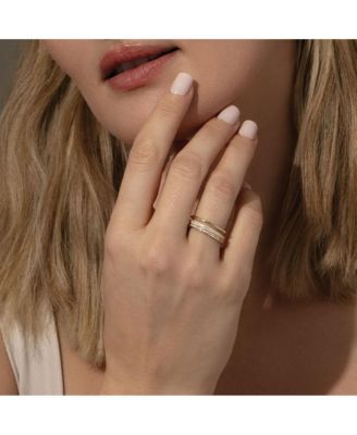 14k Gold-Plated White Hot Forever Ring (Set of 3)