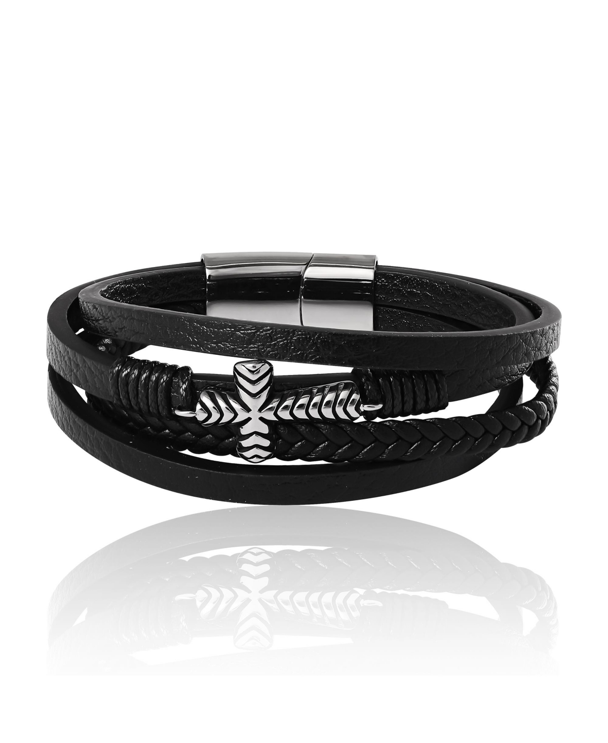 4 Row Cross Bracelet - Black