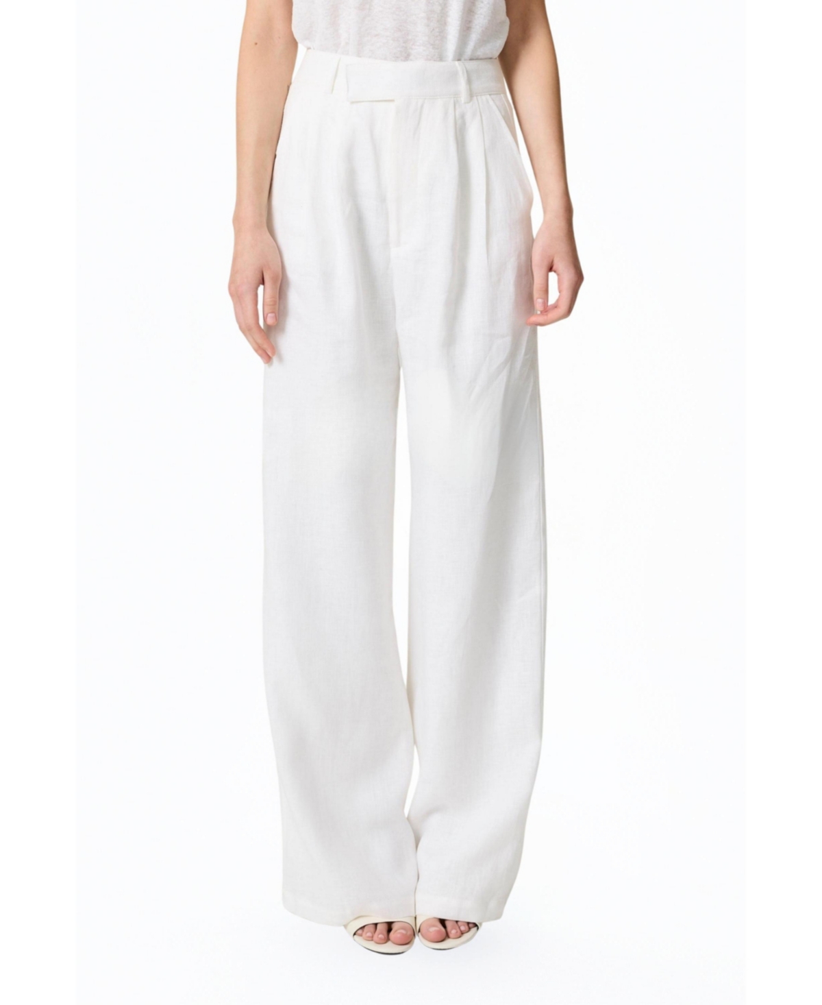 Women's Wide-Leg Linen Pants - Open white