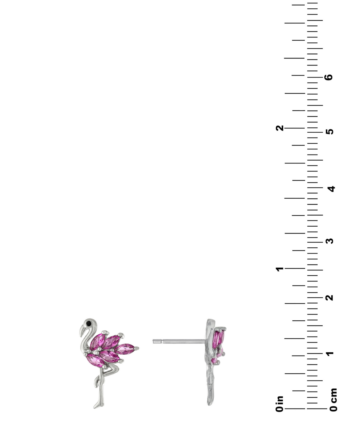 Macy's Cubic Zirconia Pink Flamingo Stud Earrings In Sterling Silver In Silver