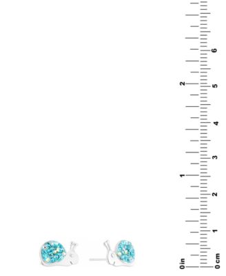 Blue Crystal Pav&eacute; Snail Stud Earrings in Sterling Silver