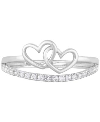 White Topaz 1/4 ct. t.w. Double-Heart Promise Ring in Sterling Silver