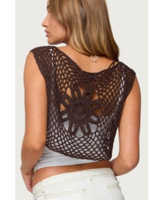 Women's Kelcie Tie Front Crochet Shrug