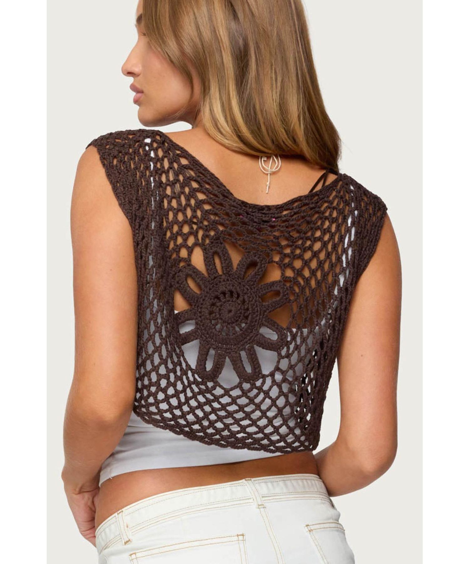 Women's Kelcie Tie Front Crochet Shrug