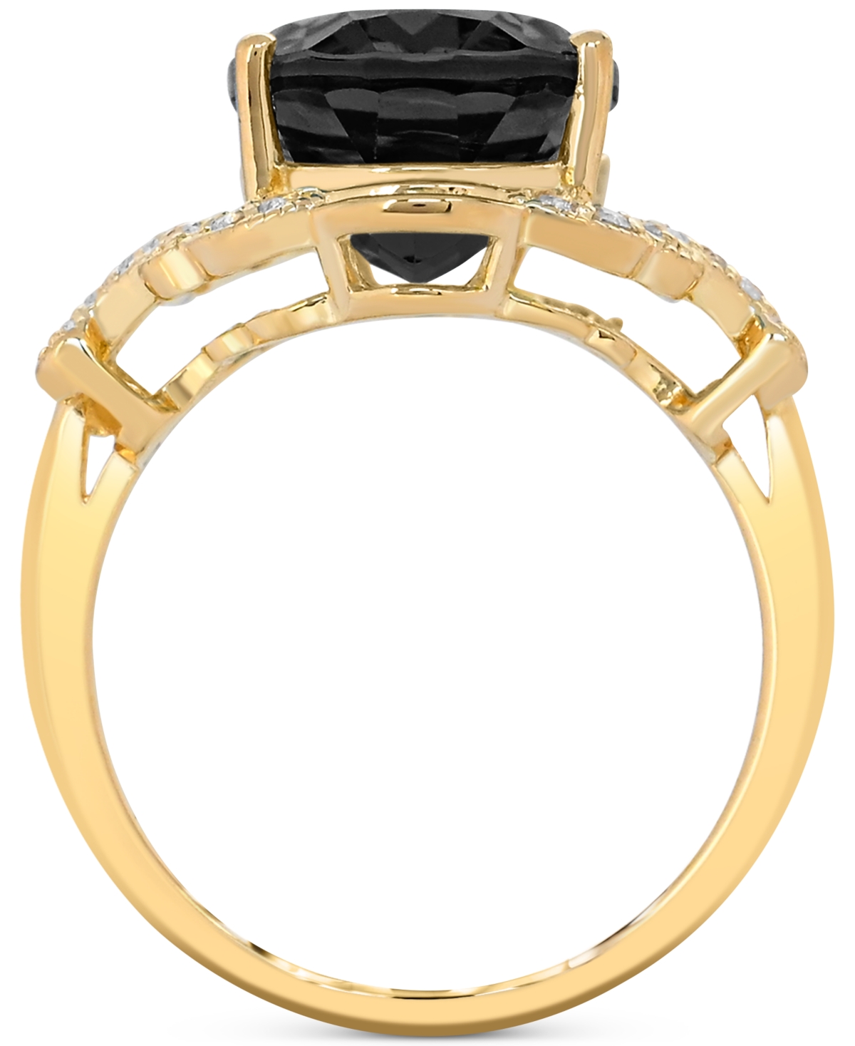 Macy's Blue Topaz (7 Ct. T.w) Oval Ring In 14k Gold Plated Sterling Silver In Black