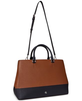 Striped Leather Large Hanna Satchel