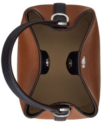 Two-Tone Leather Small Reese Bucket Bag