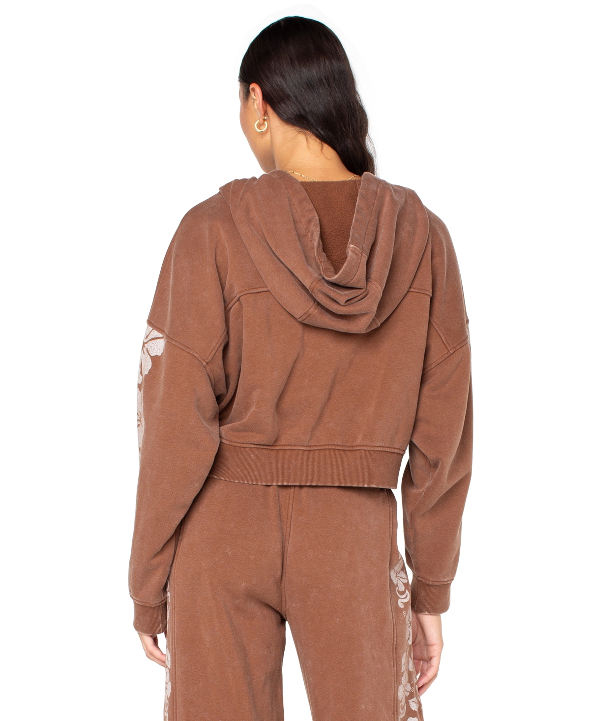 Roxy Juniors' Fringing Reefs Graphic Zip-front Hoodie In Brown