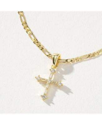 14k Gold-Plated Cross and Chain Necklace, 16" + 2" extender