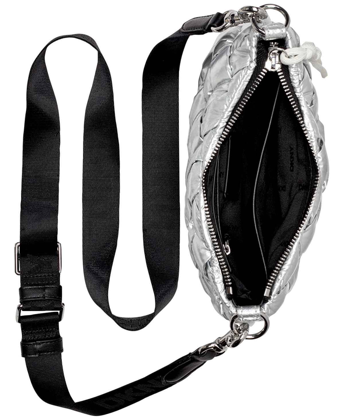 Dkny Nadia Small Quilted Crossbody Bag In Silver