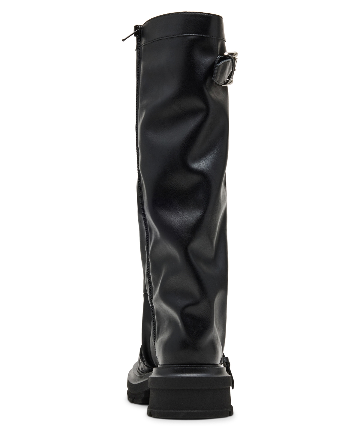 Madden Girl Womens Restore Knee High Slouchy Lug Sole Moto Boots Regular Wide Calf In Black