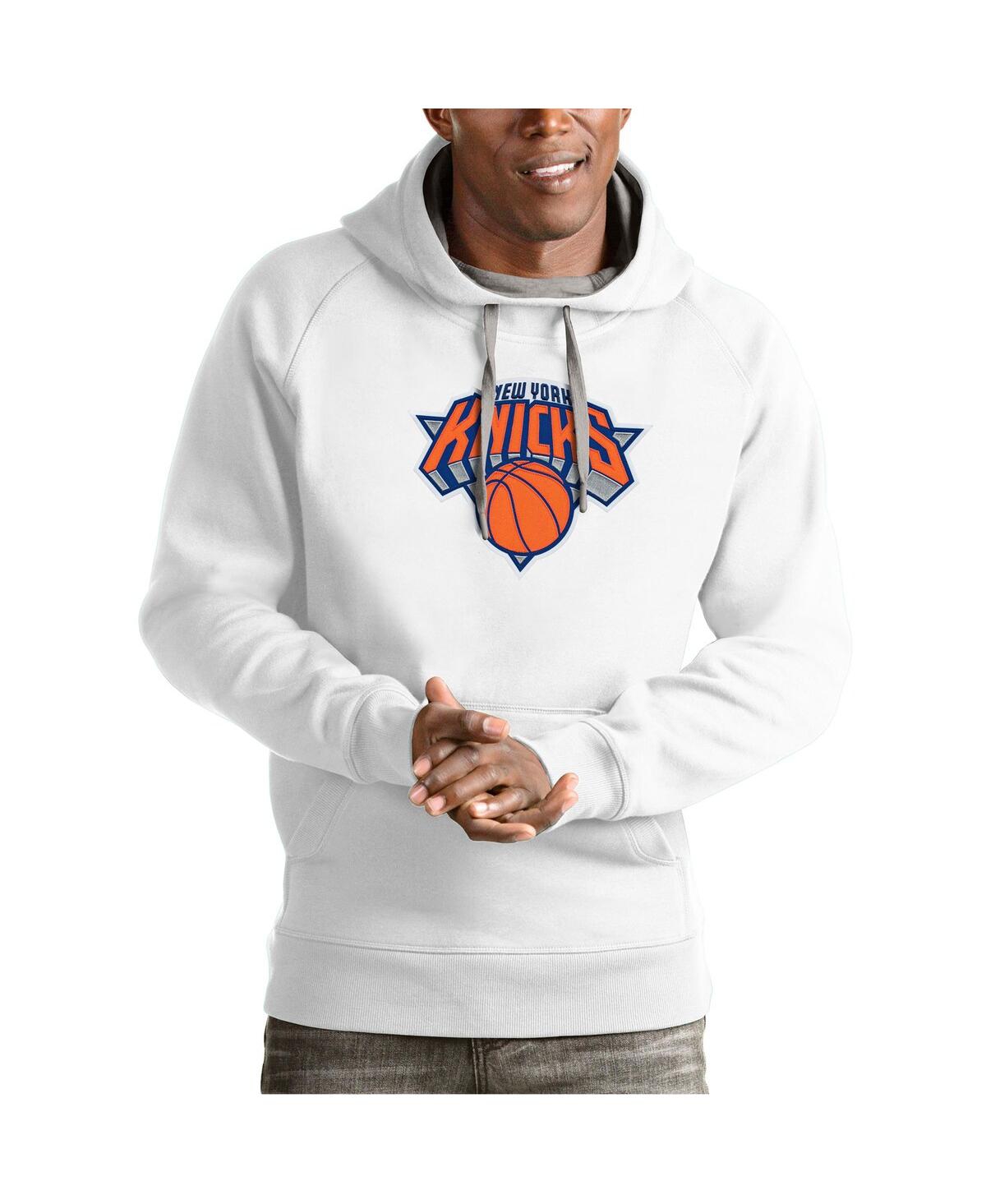 Men's White New York Knicks Team Logo Victory Pullover Hoodie - White