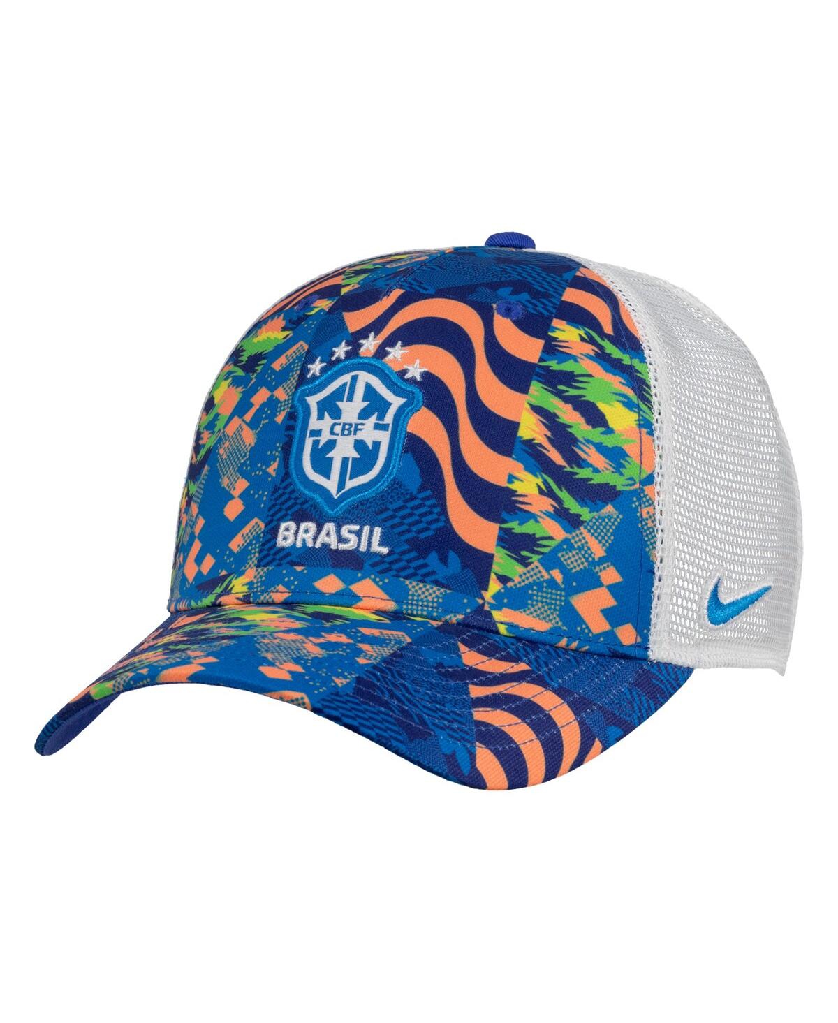 Men's and Women's Blue Brazil National Team Rise Printed Trucker Adjustable Hat - Blue