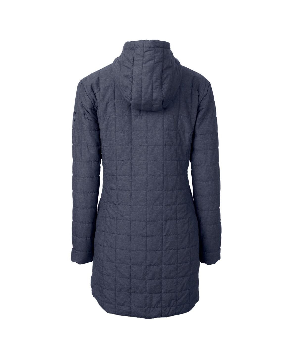 Cutter & Buck Women's Heather Navy Michigan Wolverines Vault Rainier Primaloft Hooded Long Coat In Blue