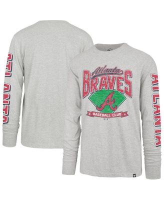 '47 Brand - Men's Gray Atlanta Braves Big Tall Distressed Franklin Long Sleeve T-Shirt