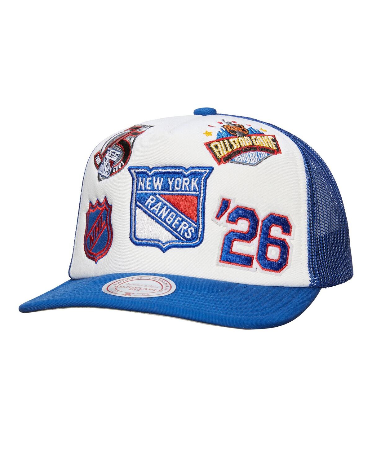 Men's White/Blue New York Rangers Gridlock Trucker Adjustable Hat - White, Blue