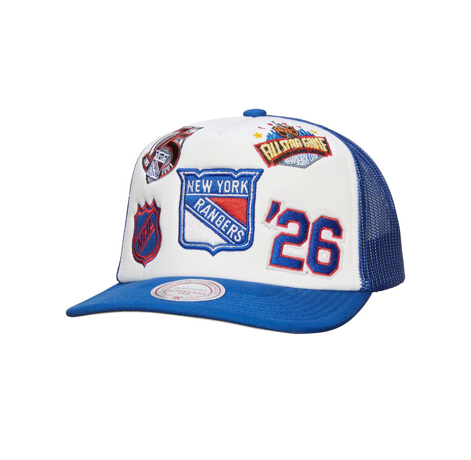 Men's White/Blue New York Rangers Gridlock Trucker Adjustable Hat