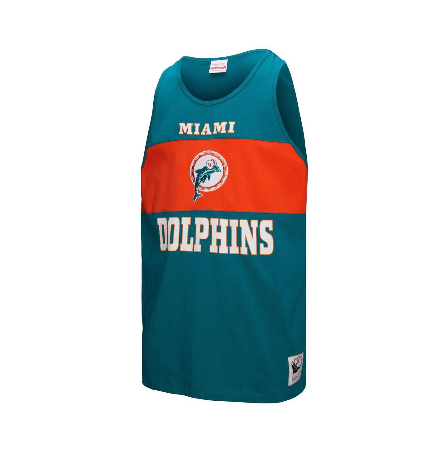Мужской топ Mitchell & Ness Aqua Miami Dolphins Retro Color Block — фото 2