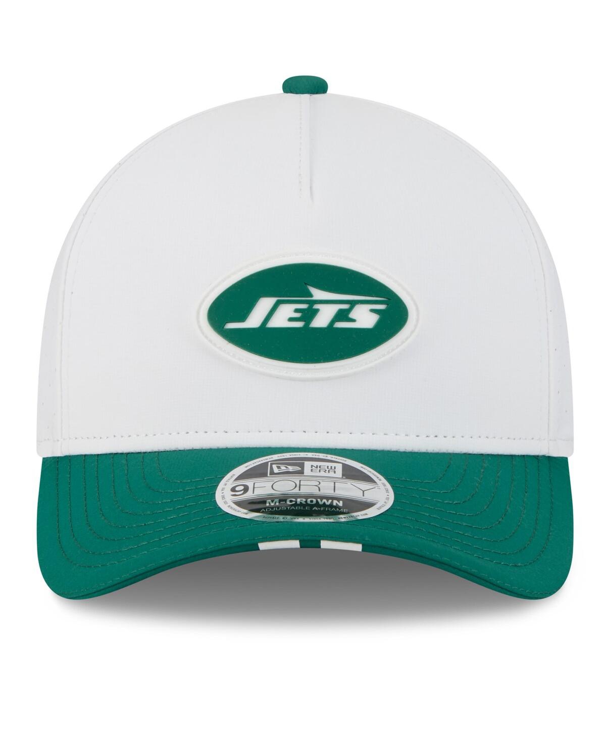 New Era Men's White/green New York Jets 2025 Nfl Training Camp A-frame 9forty Adjustable Hat In Multi