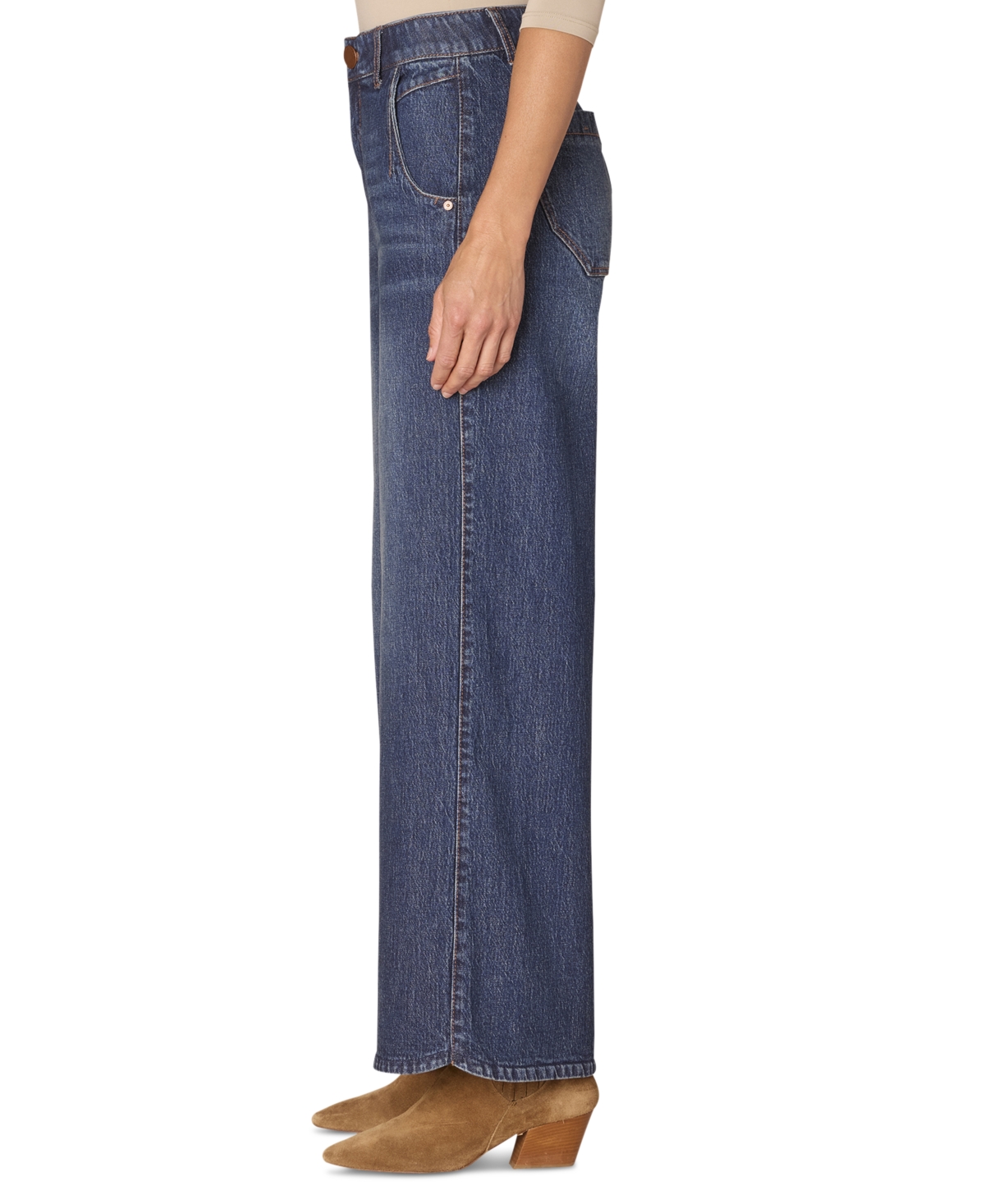 Democracy Petite "ab"solution Skyrise Tulip-hem Wide-leg Jeans In Blue