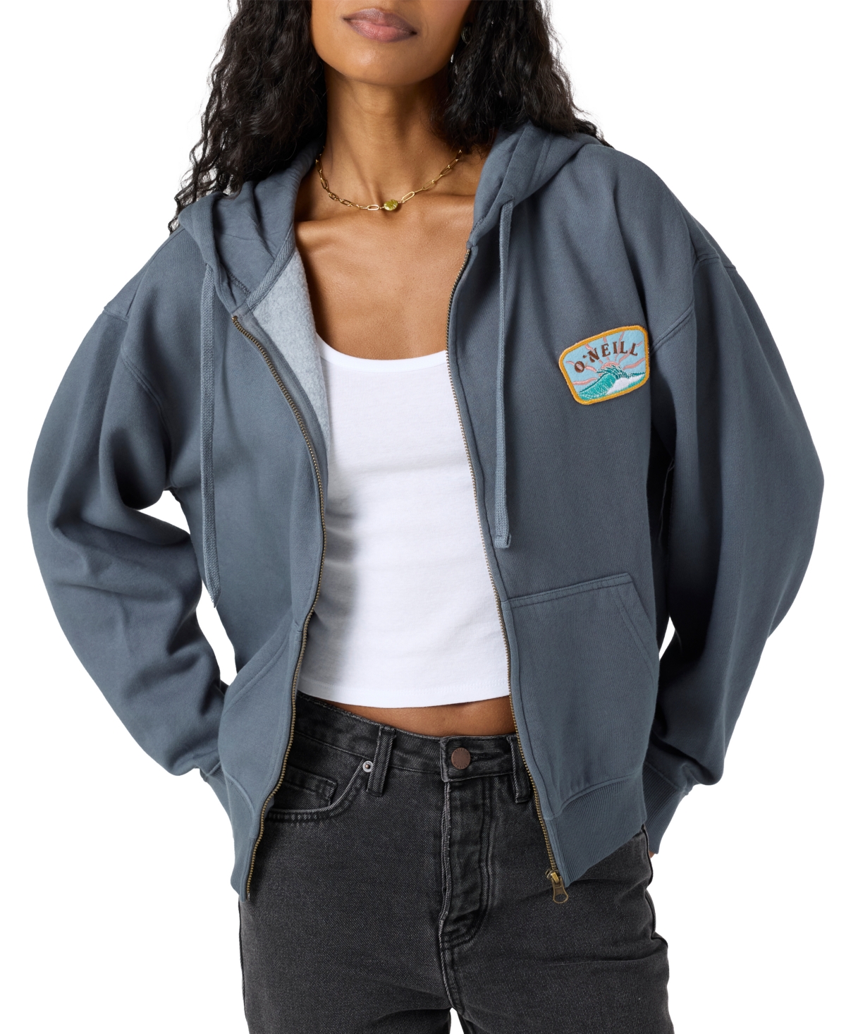 Juniors' Atwood Zip-Front Fleece Hoodie - Washed Slate