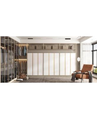 Modern high-quality grey wood color sliding door wardrobe, made of wood, with hanging clothes pole