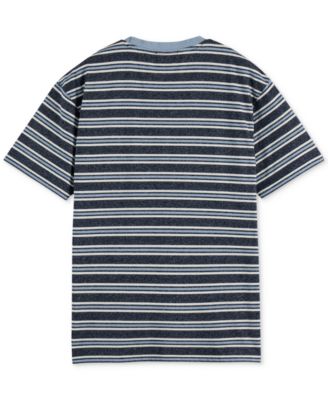Men's Relaxed Fit Short Sleeve Striped Yarn-Dyed Crewneck T-Shirt
