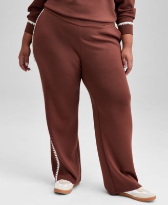 And Now This - Trendy Plus Size High-Rise Whipstitch Scuba Pants