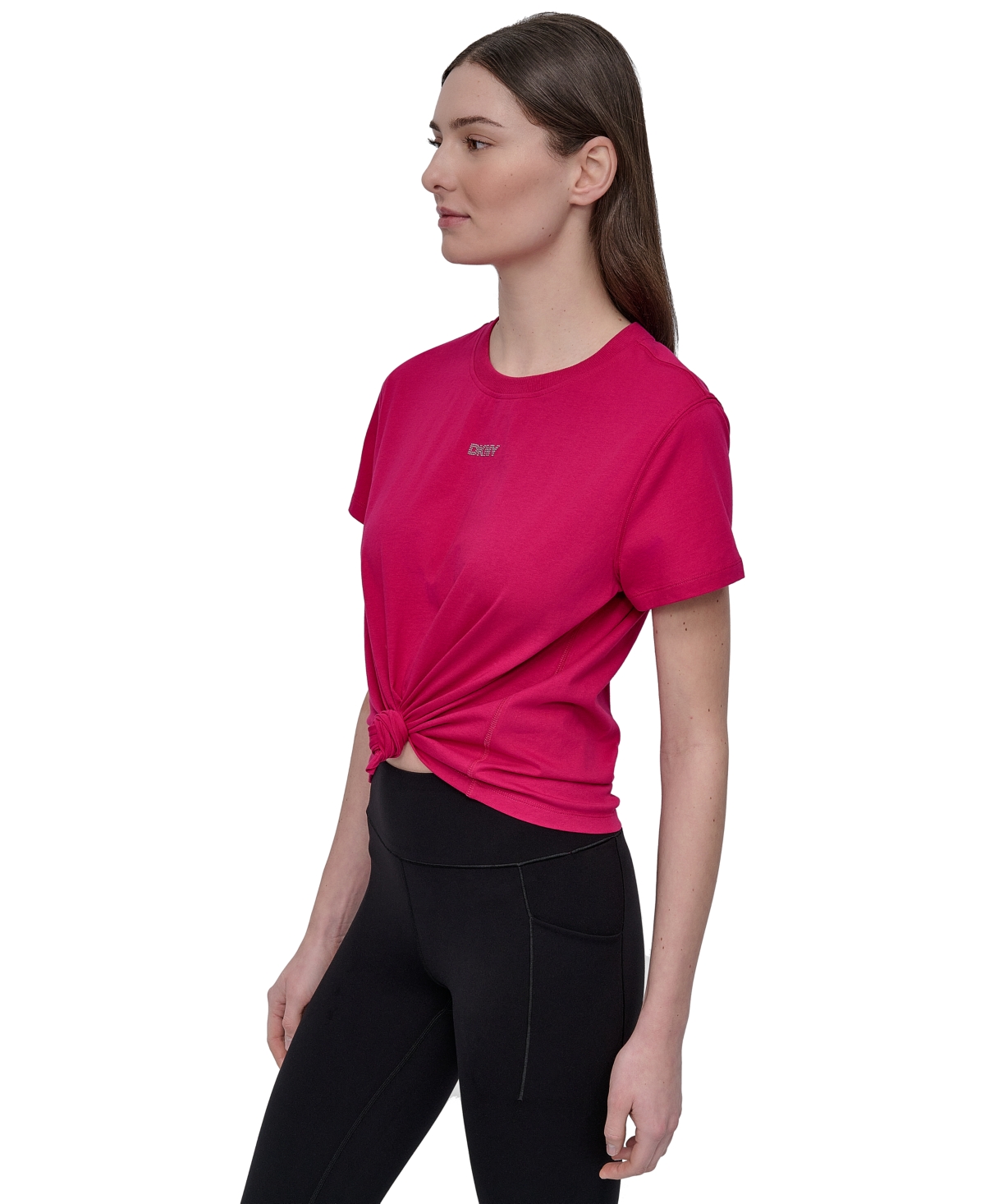 Dkny Women's Studded-logo T-shirt In Red