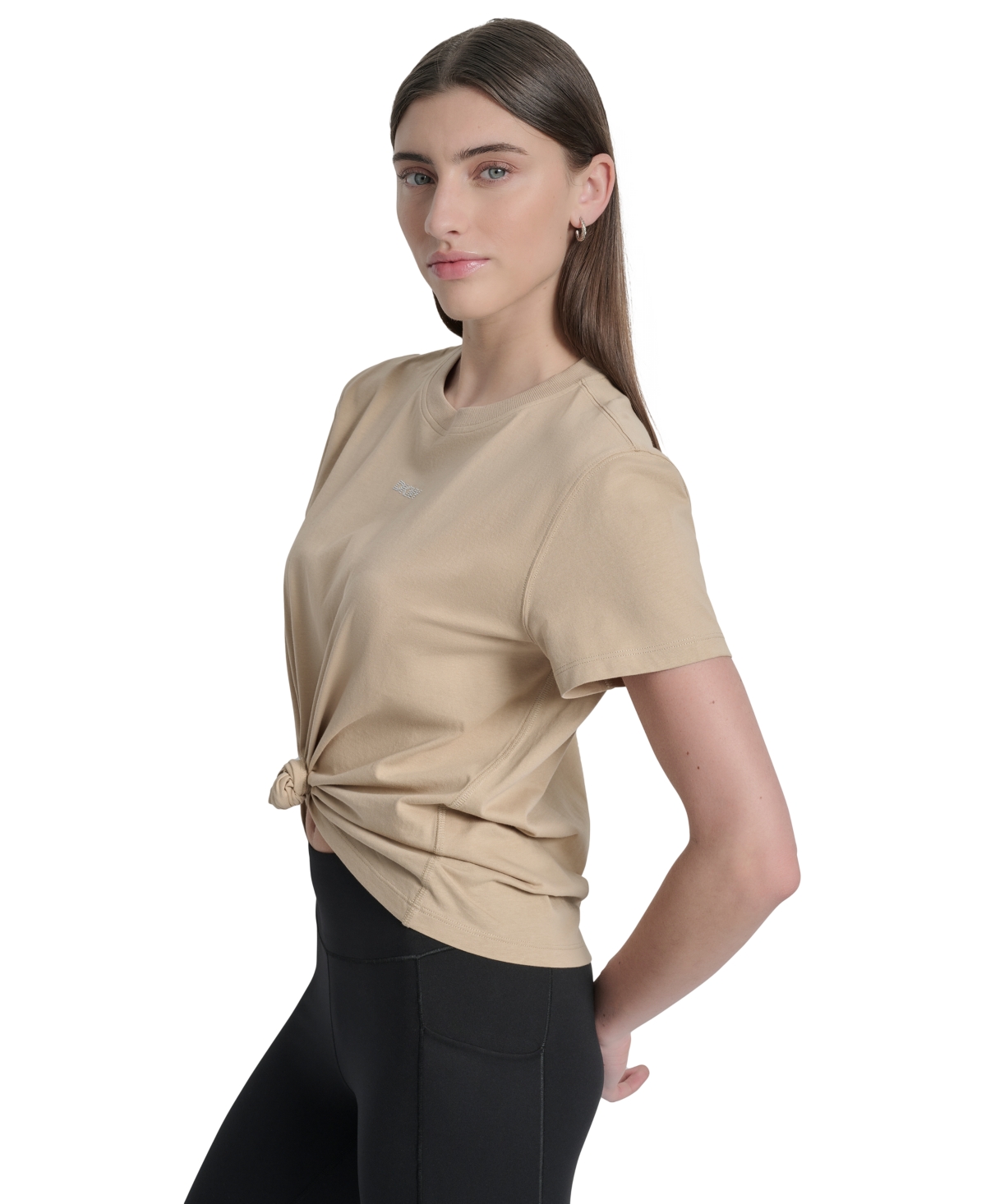 Dkny Women's Studded-logo T-shirt In Brown