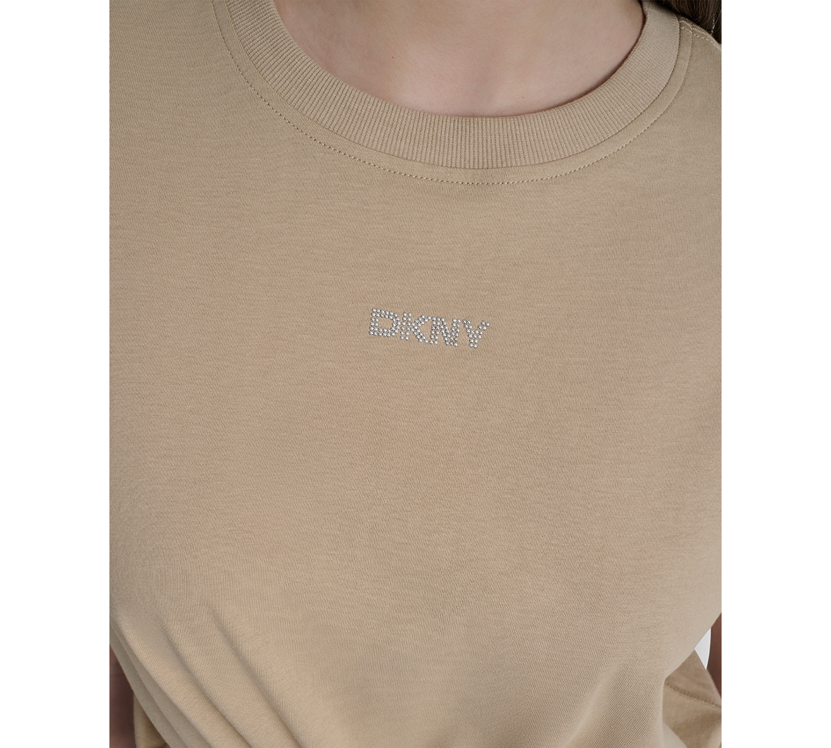 Dkny Women's Studded-logo T-shirt In Brown