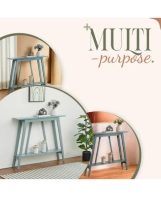 Conway Console Table Functional Narrow Wood Accent Entryway Table with Storage Shelf