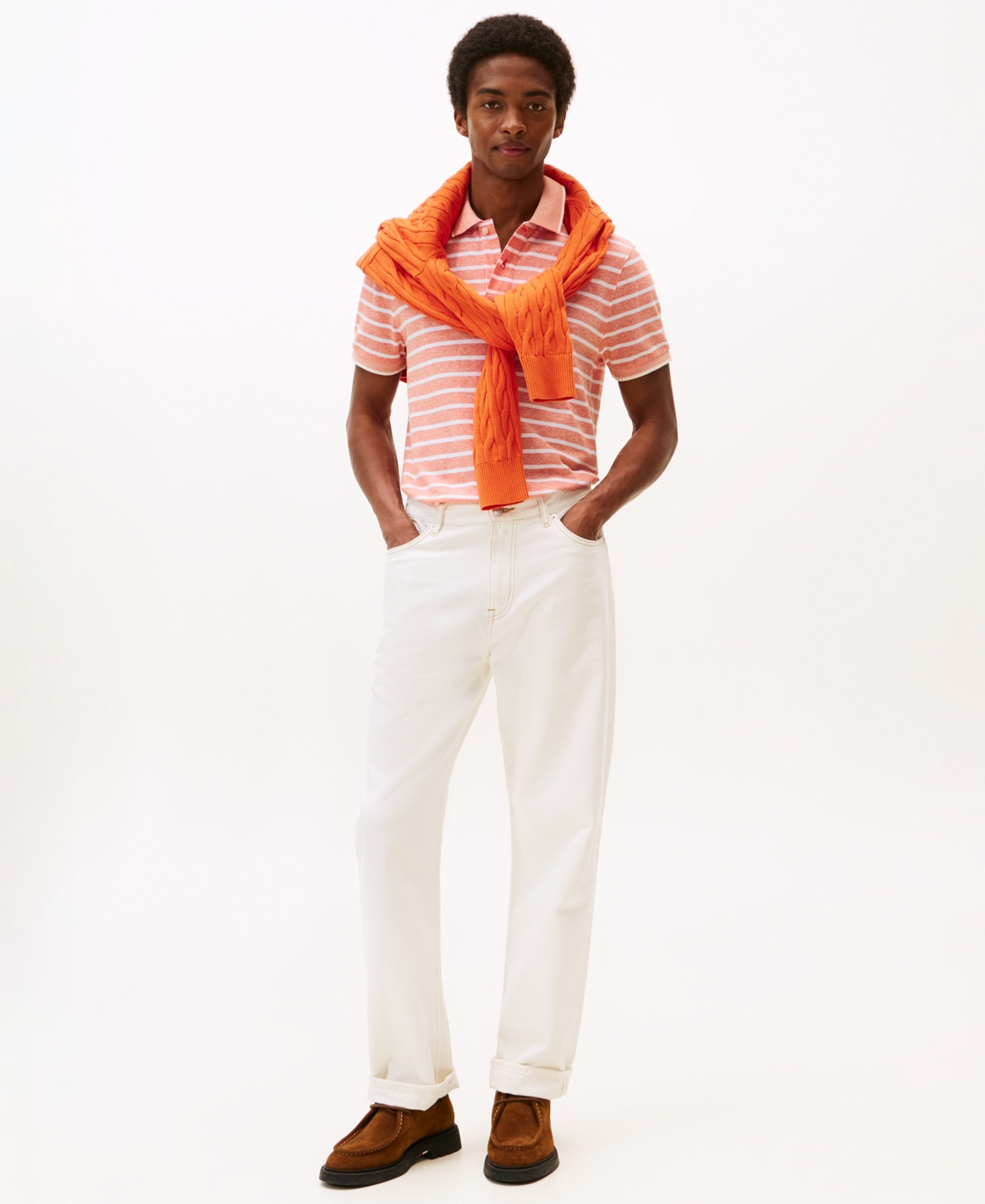 Tommy Hilfiger Men's Regular-fit Tipped Linen Polo Shirt In Multi