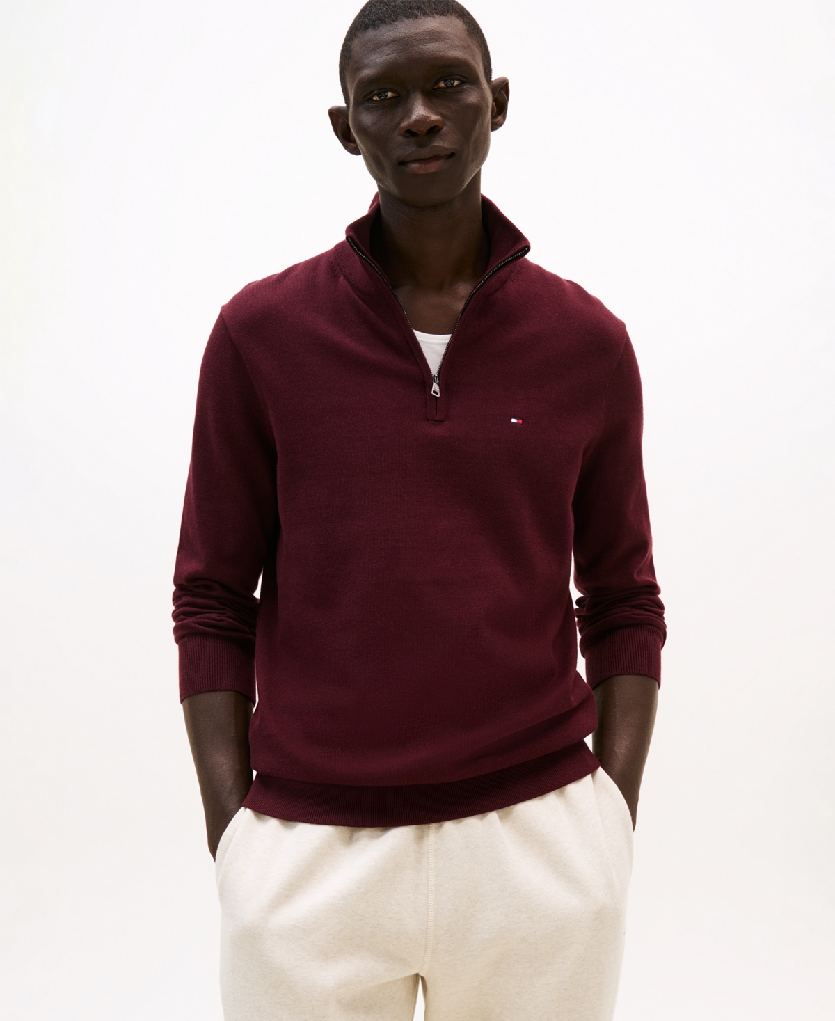 Tommy Hilfiger Men's Essential Quarter-Zip Pullover Knit Sweater
