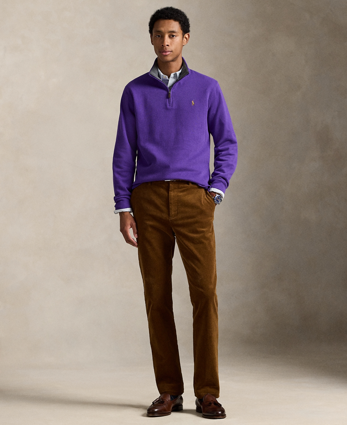 Polo Ralph Lauren Men's Estate-rib Cotton Quarter-zip Pullover In Blue