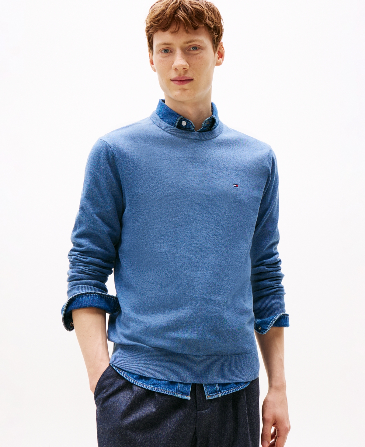 Tommy Hilfiger Men's Essential Crew Neck Sweater In Blue