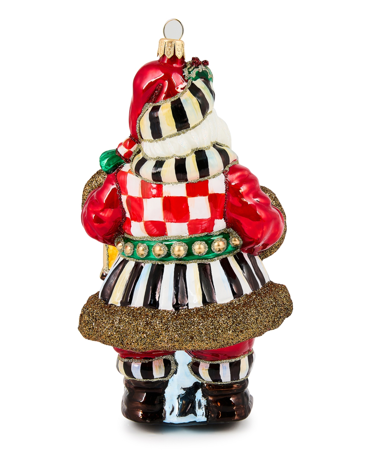 Mackenzie-childs Glass Check It Out Santa Tree Decoration In Multi