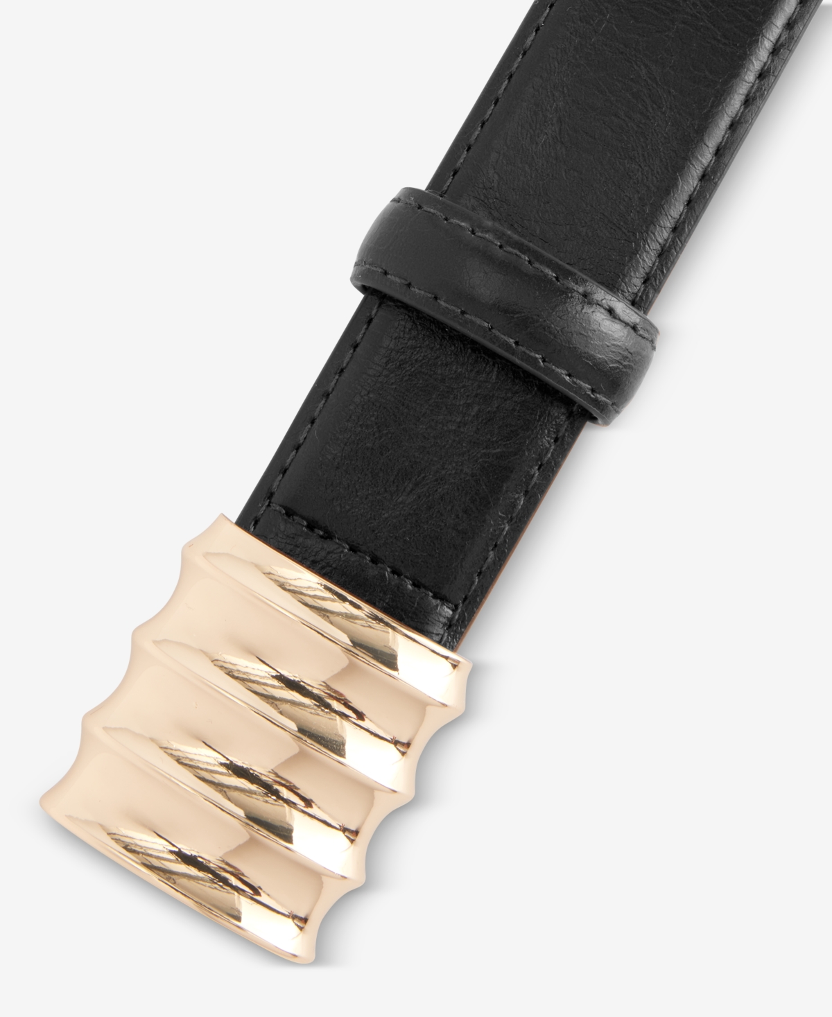 I.n.c. International Concepts Ripple Buckle Patent Belt, Macy's Exclusive