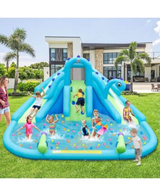 Inflatable Water Slide Blowup Water Park with Dual Slides Without Blower