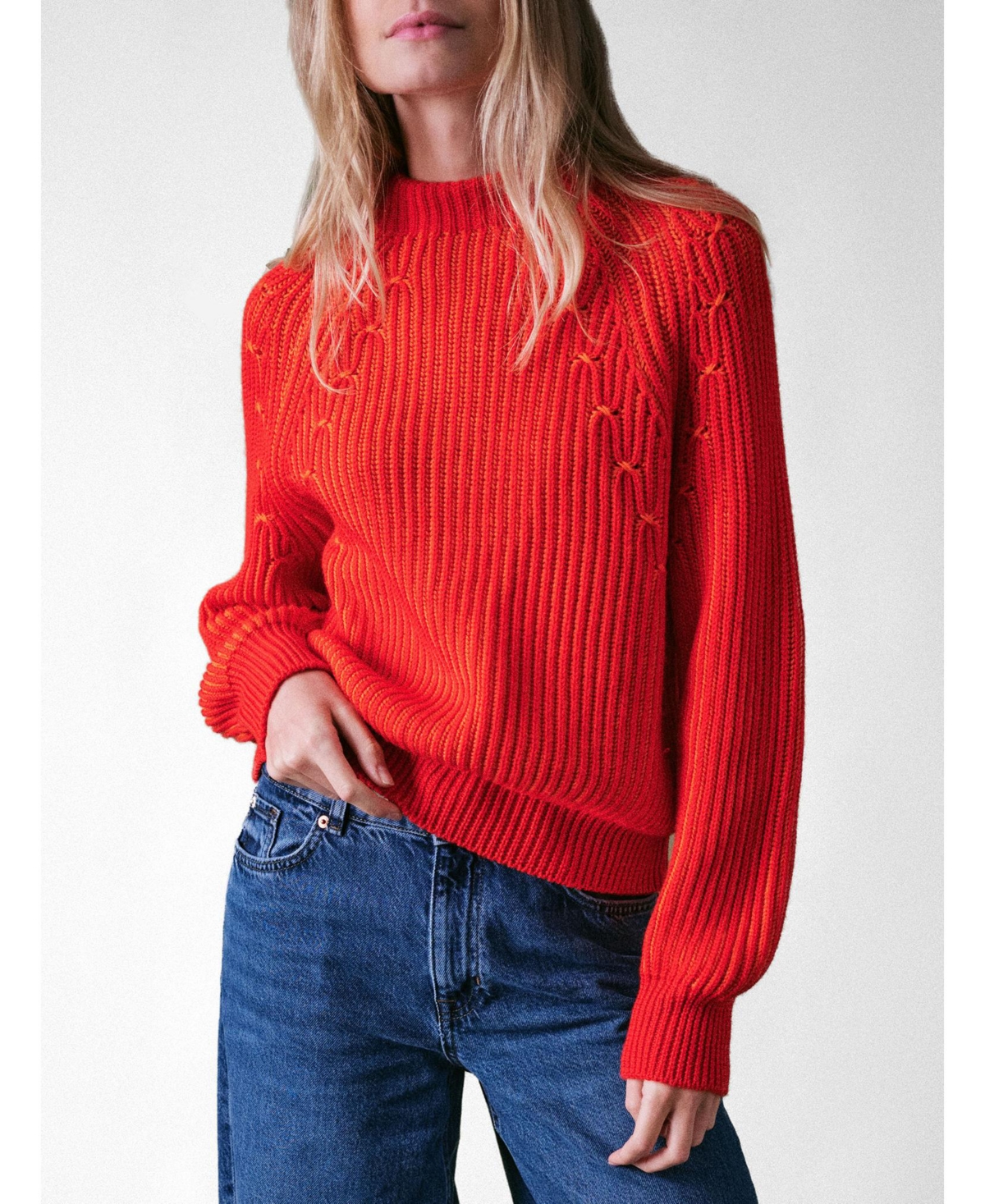 Women's Dusk Italian Merino Sweater - Lava red