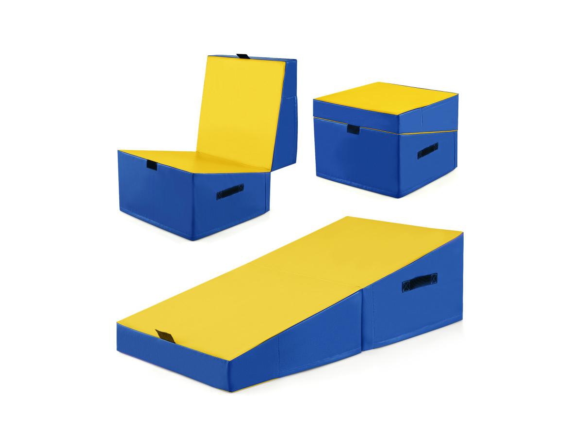 Folding Incline Yoga Gymnastics Tumbling Mat with Epe Foam - Blue