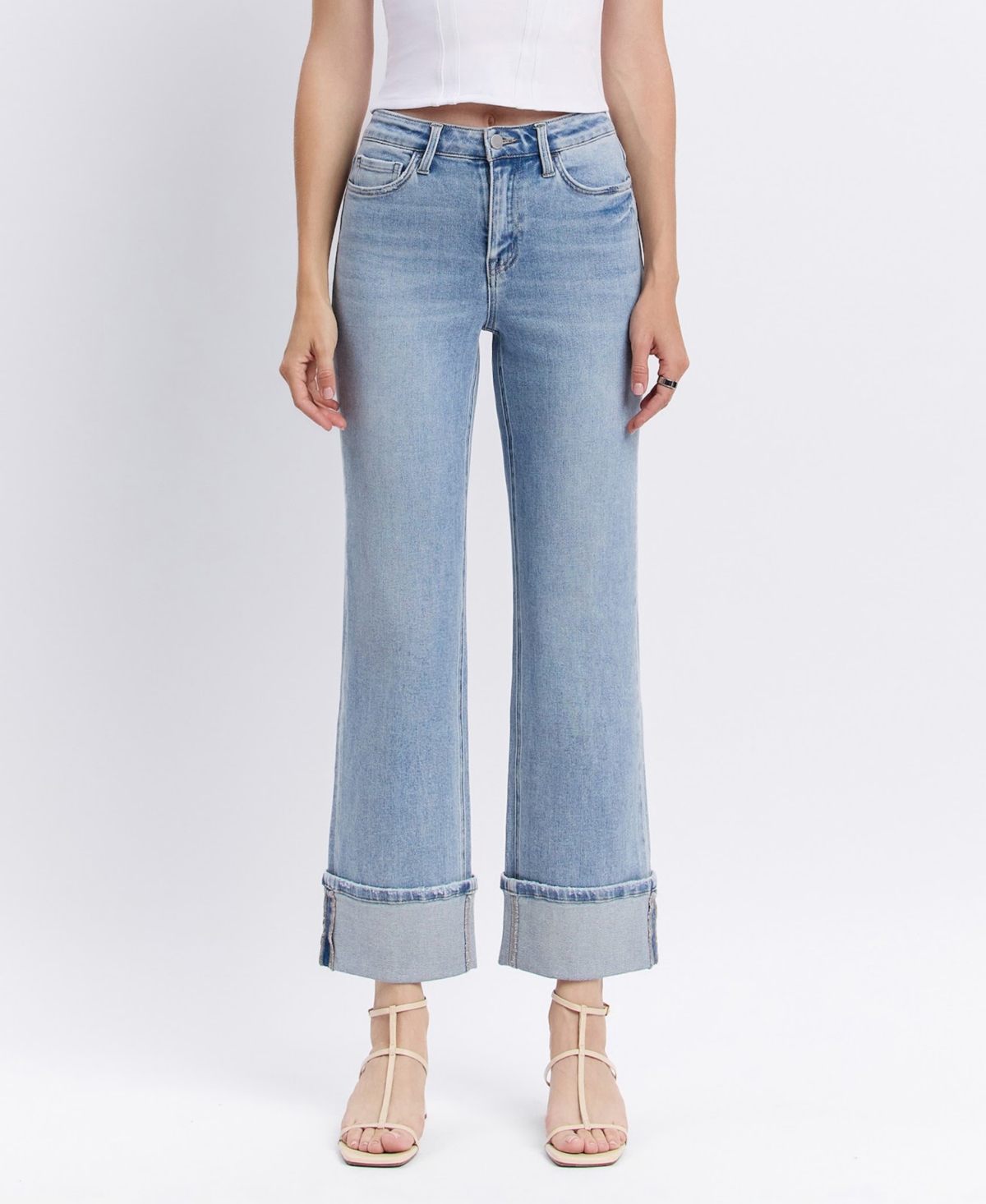 Women's High Rise Slim Wide Leg Jeans - Elan blue