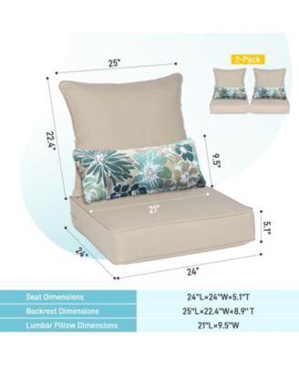 24.4” x 24.4”x5.1” Patio Furniture Outdoor Deep Seat Cushion(2 pieces)